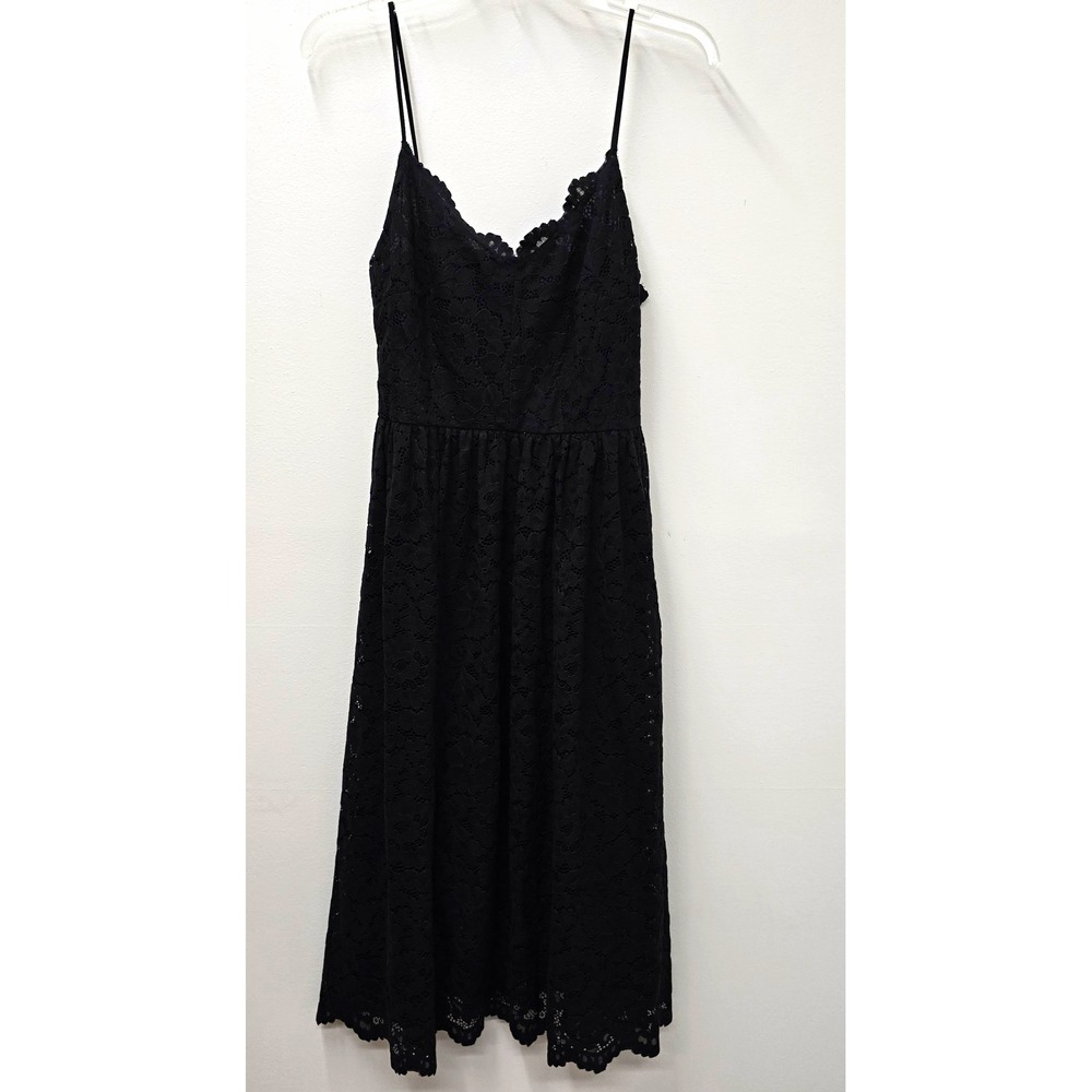 Express Womens M Black Floral Lace V-Neck Strappy Sleeveless Lined Midi Dress